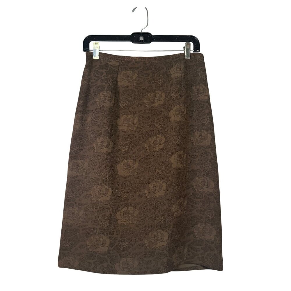 Blacker By Stanley Blacker Size 8 Brown Floral Pencil Skirt NEW